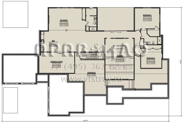 Проект одноэтажного дома с гаражом на три и более машин в современном стиле S5-383 (1958-00031)
