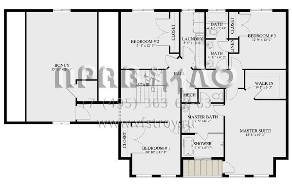 Проект двухэтажного дома с гаражом на две машины в стиле Ранчо S5-306 (2802-00029)