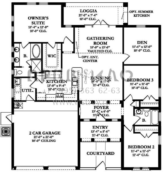 Проект одноэтажного дома с гаражом на две машины в современном стиле S5-155 (3978-00017)