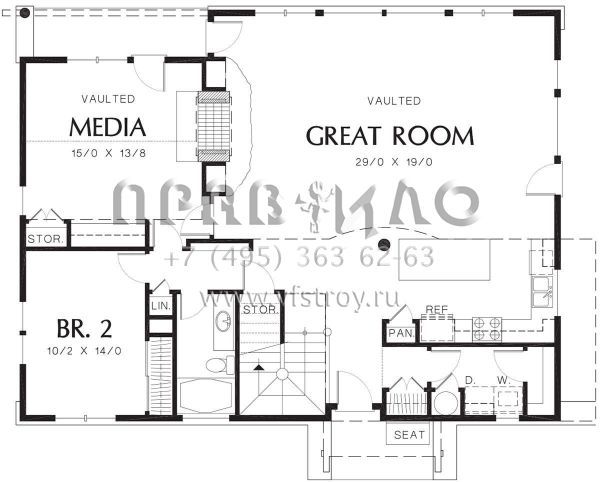 Проект двухэтажного дома без гаража в стиле Ранчо S5-199 (2559-00315)
