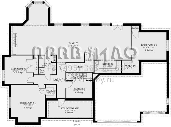 Проект одноэтажного дома с гаражом на три и более машин в стиле Ранчо S5-463 (2802-00050)