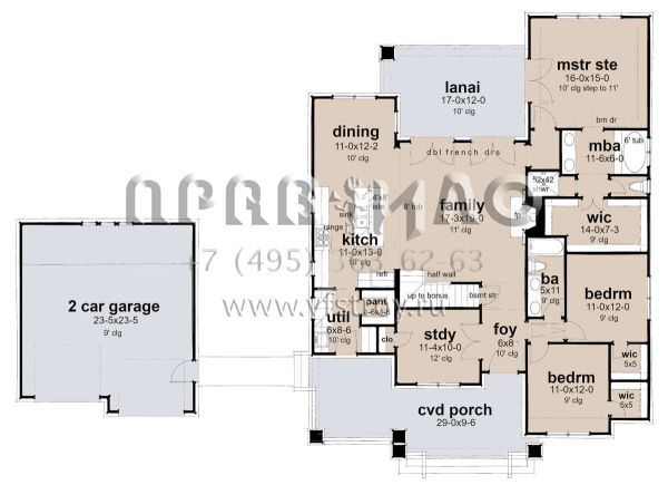 Проект одноэтажного дома с гаражом на две машины в американском стиле S5-178 (9401-00117)