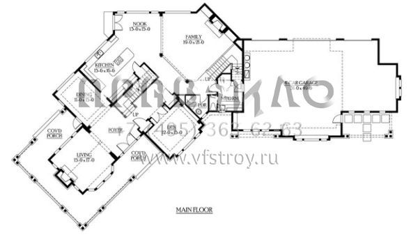 Проект двухэтажного дома с гаражом на три и более машин в скандинавском стиле S5-406 (341-00273)