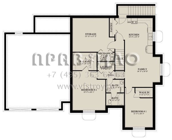 Проект одноэтажного дома с гаражом на две машины в стиле Ранчо S5-152 (2802-00067)