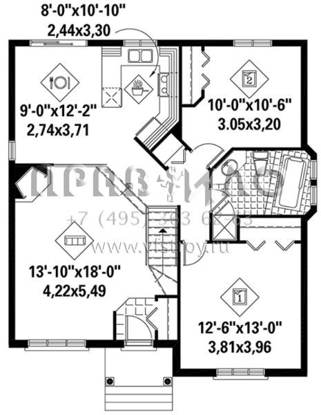 Проект одноэтажного дома без гаража в стиле Ранчо S5-97 (6146-00280)