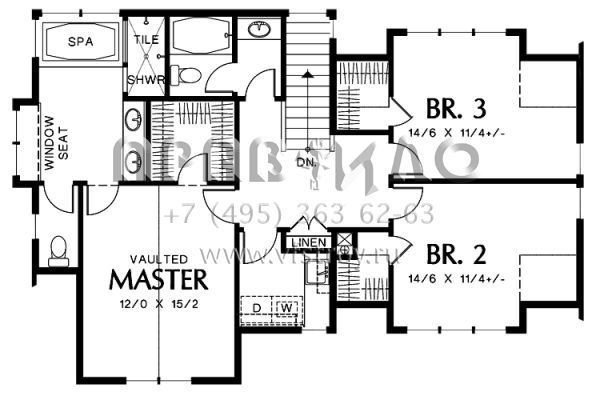 Проект двухэтажного дома с гаражом на две машины в американском стиле S5-192 (2559-00409)
