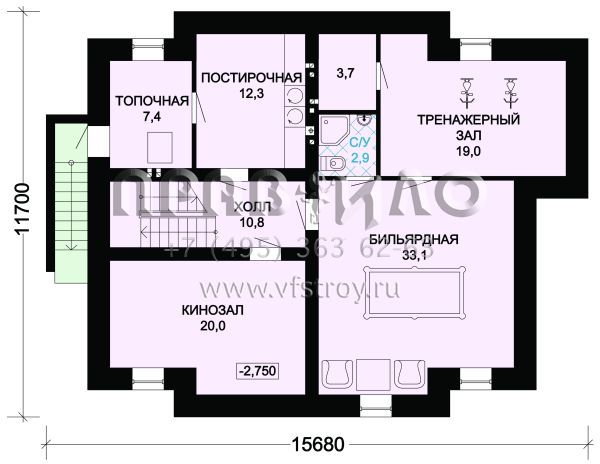 Проект кирпичного особняка с цокольным этажом S7-324 (2-15)