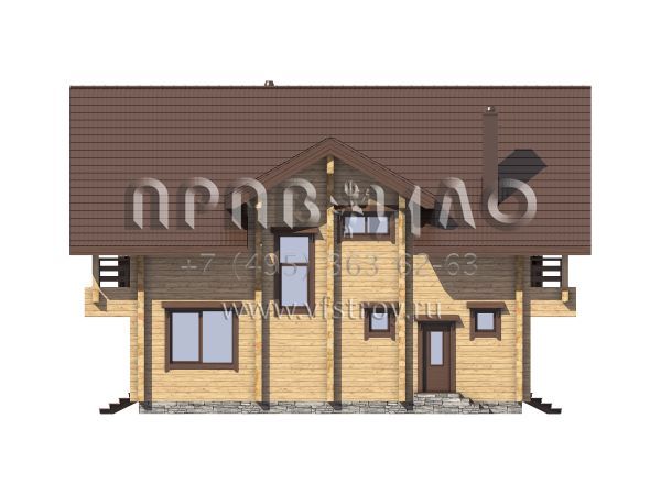 Проект брусового дома с широкой террасой S7-215 (1-40b)