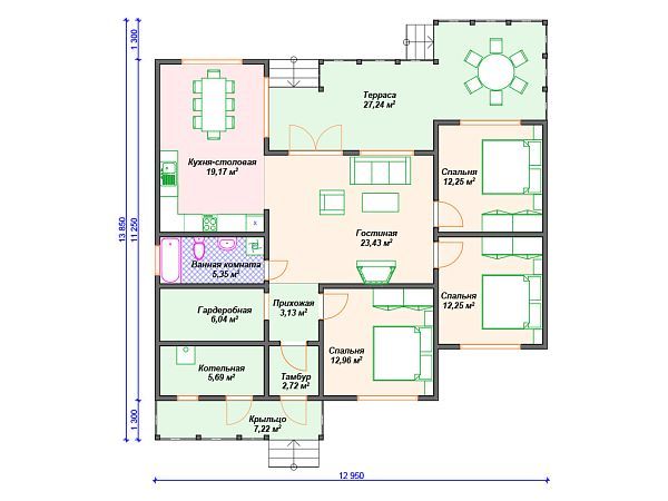 Проект каркасного дома с 3 спальнями S4-137 (И-047)