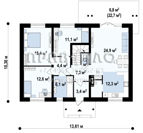 Проект удобного одноэтажного дома с мансардой S3-186 (Z169)