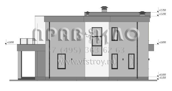 Проект дома в стиле Хай-тек с эксплуатируемой кровлей S-182