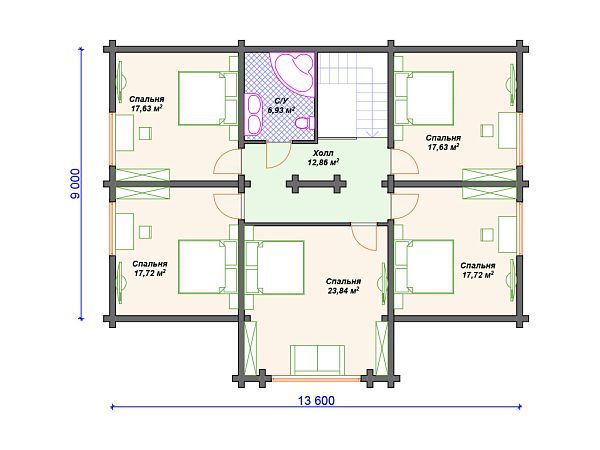 Проект деревянного дома  с террасой S4-257 (ДС-054)