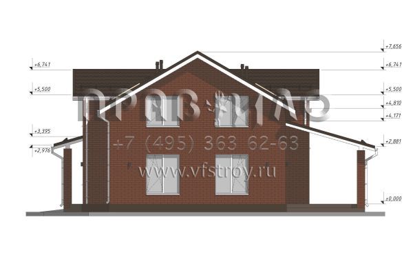 Проект двухэтажного дома с четырьмя спальнями и гаражом на одну машину S-204