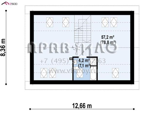 Проект современного одноэтажного дома с элекрокотлом и мансардой свободной планировки S3-144-3 (z517 el)
