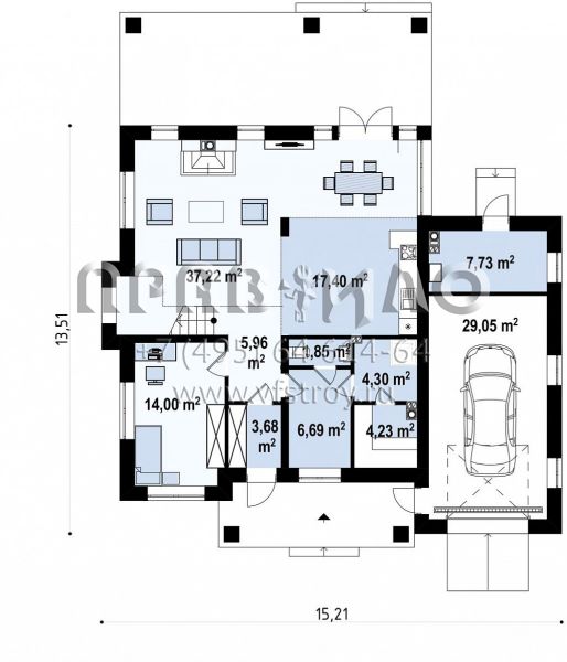 Проект красивого двухэтажного коттеджа с гаражом в классическом стиле S3-236-2 (Zz2 L+)