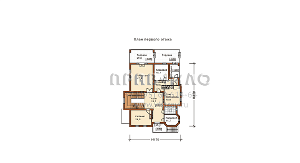 Просторный двухэтажный особняк с цоколем и мансардой L-543-1K