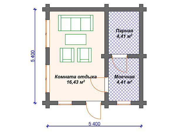 Проект деревянной бани SB4-25 (Б-030)