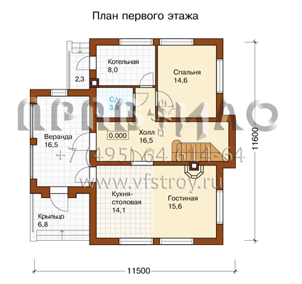 Проект коттеджа с длинным балконом L-203-1P