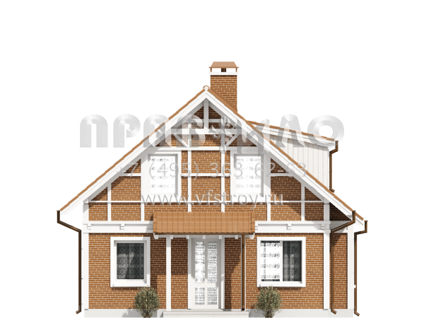 Проект одноэтажного мансардного дома с камином S3-119-2 (Z44)