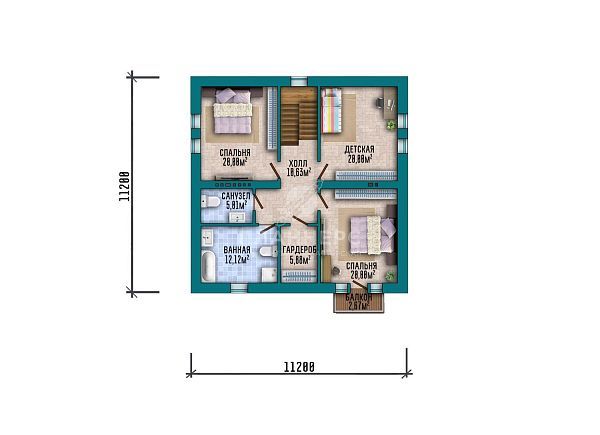 Проект с мансардой и фасадом из серого кирпича S2-188 (530-188-1М)