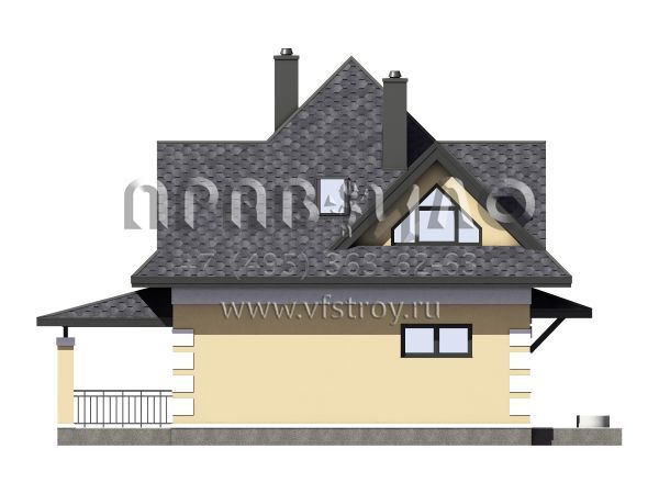 Экономичный дом с террасой и шатровой крышей S7-114 (3-13а2)