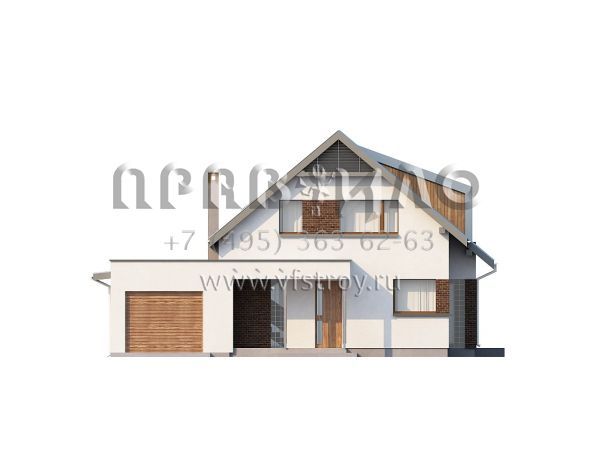 Проект одноэтажного дома с мансардой и крытой террасой S3-164-2 (ZX23)