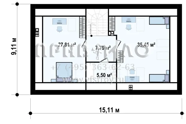 Проект комфортабельного двухэтажного дома  S3-206 (Z90)
