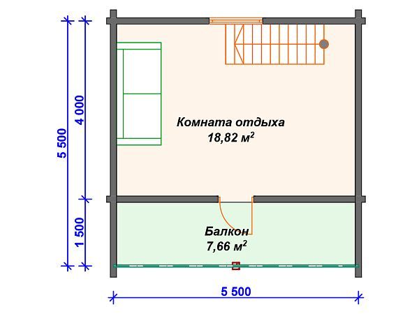 Проект деревянной бани SB4-54 (Б-006)