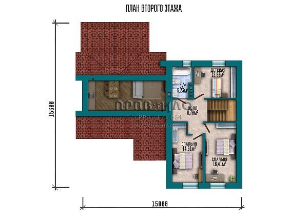 Проект выразительного загородного дома с мансардным этажом, большой террасой и совмещенной кухней-гостиной S2-172 (151-172-1М)