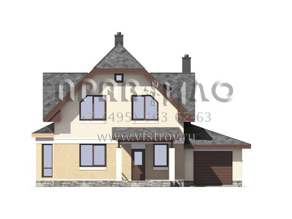 Проект загородного дома с гаражом и эркером S7-184 (3-42c)