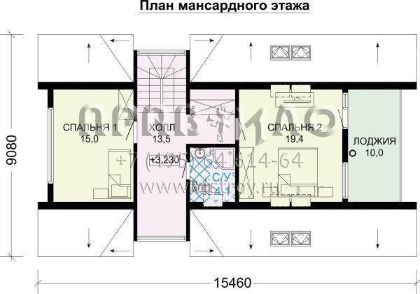 Проект каркасного А-образного дома-шалаша S7-144 (4-01)