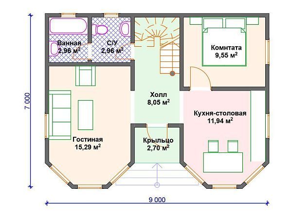 Проект каркасного дома с эркером S4-100 (И-071)