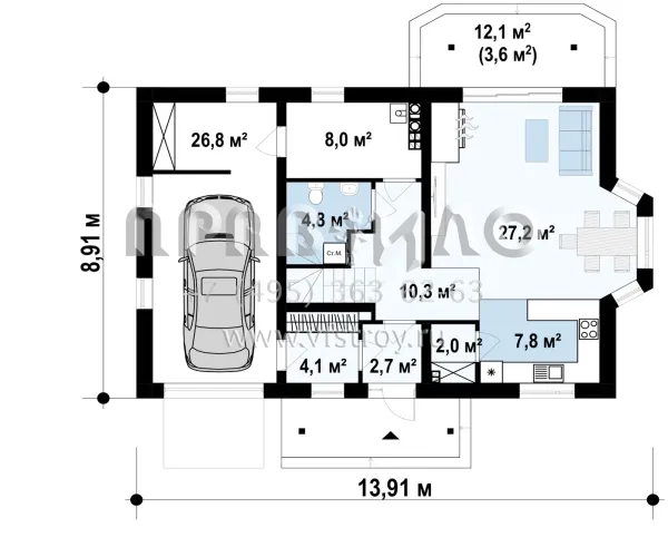 Проект частного двухэтажного дома с гаражом  S3-178 (Z178)