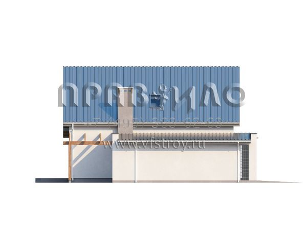 Проект одноэтажного дома с мансардой и крытой террасой S3-164-2 (ZX23)