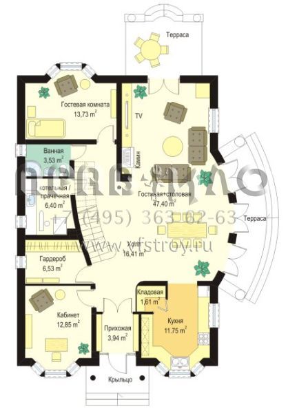 Проект коттеджа с арочными окнами S8-295-1 (Амбассадор 3)