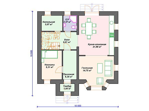 Проект комбинированного дома с мансардой S4-142 (А-022)