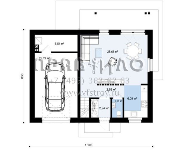 Двухквартирный дом с одним гаражом и тремя спальнями S3-130 (Zb45)