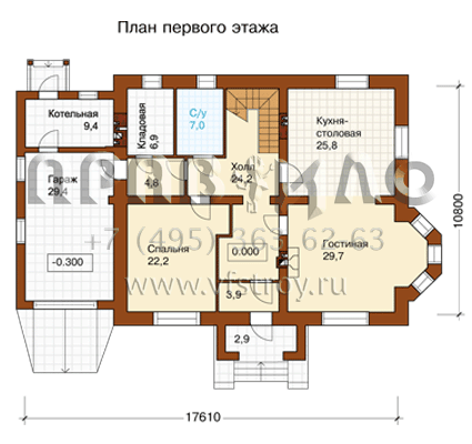 Загородный коттедж с трехгранным эркером K-275-1K