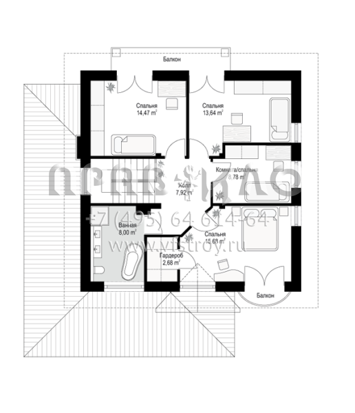 Проект красивого классического двухэтажного дома с большим гаражом S8-224-2 (Бриллиантовая Вилла)