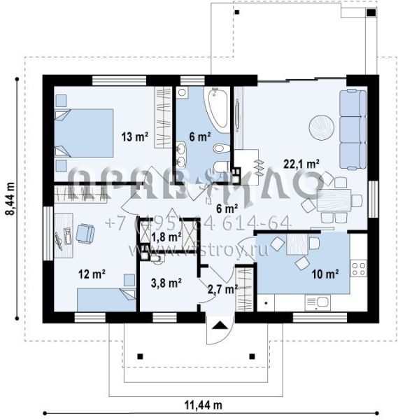 Проект одноэтажного компактного частного домика S3-78-1 (Z253)