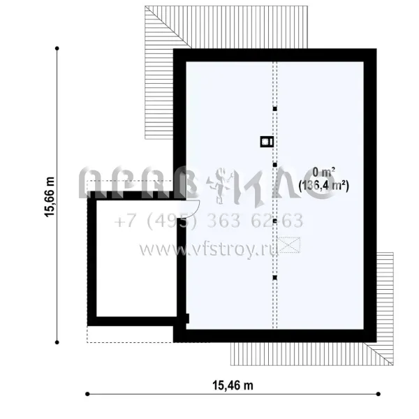 Проект современного одноэтажного коттеджа с чердаком, с гаражом  S3- 148 (Z458 B sm)