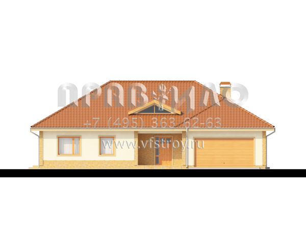 Проект большого одноэтажного частного дома с камином S3-223-1 (Z77)