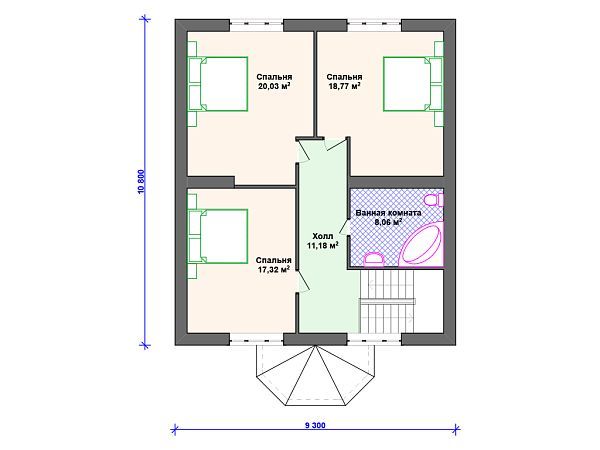 Проект каменного дома с 3 спальнями S4-157 (К-120)