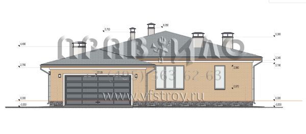 Проект большого одноэтажного дома с гаражом на один автомобиль S-275
