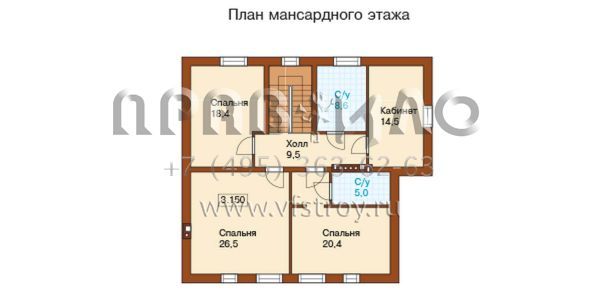 Дом с отделкой «блокхаус»  S6-264(L-264-1P)