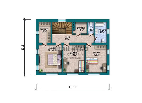 Проект двухэтажного дома с простой геометрией стен S2-166 (315-166-2)