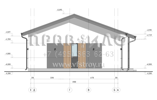 Проект одноэтажного дома из двухслойных ж/б панелей  SP2-100-1 (1А-100-1СК)
