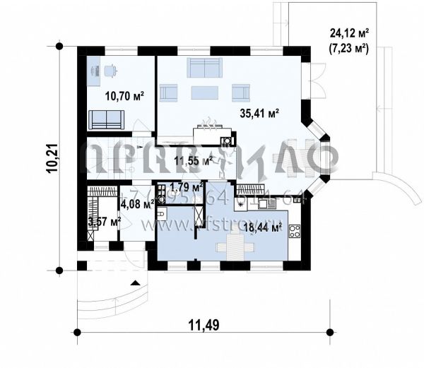 Проект современного одноэтажного дома с мансардой, эркером и балконом S3-183-7 (Z28 v1)