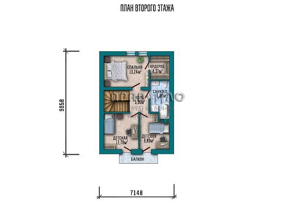 Проект компактного дома с мансардой под двускатной крышей S2-111 (078-111-1М)