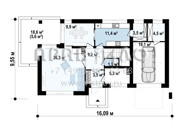 Проект загородного дома в стиле современной классики  s3-164-3 (zx8)